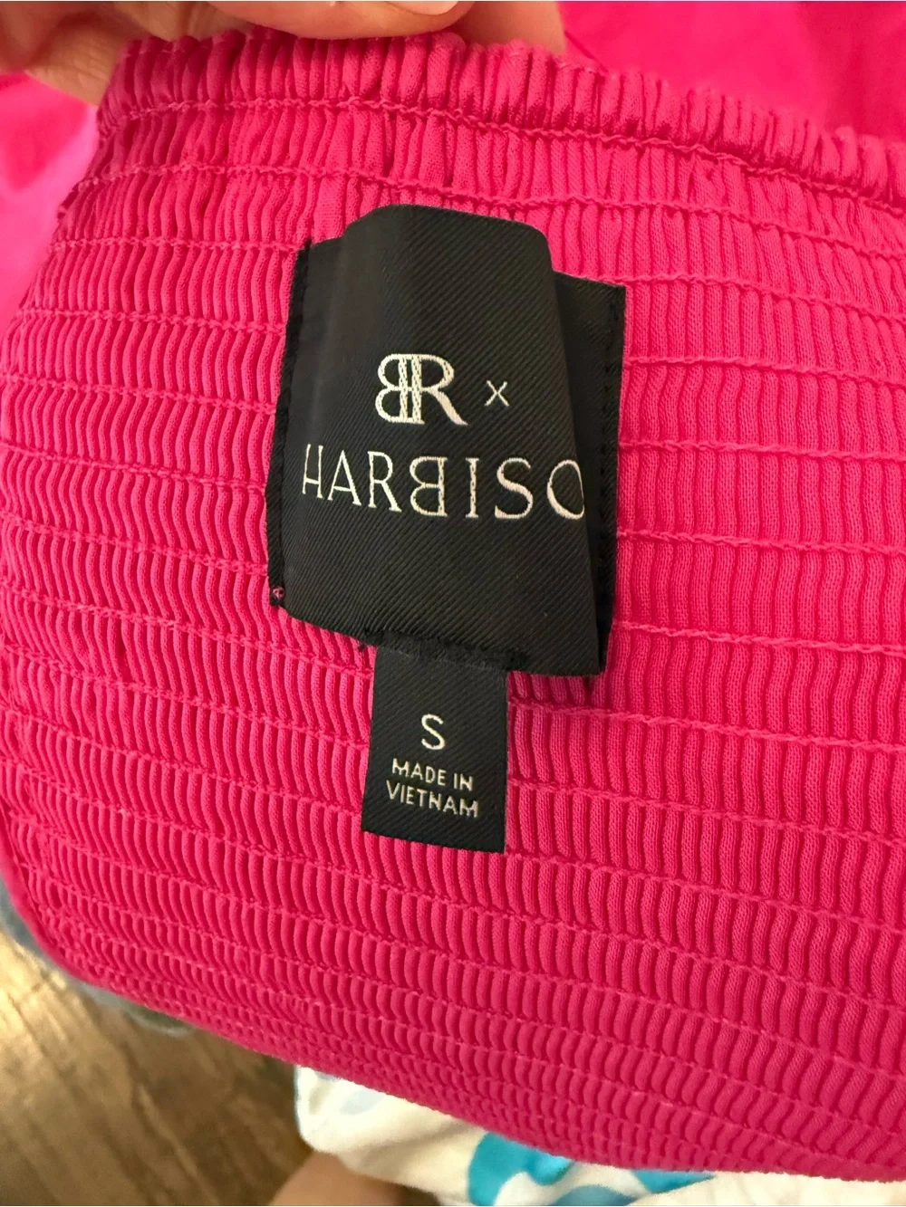 BR X Harbison Hot Pink Puff-Sleeve Smocked Backless Blouse Ai17